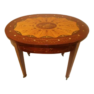 Inlaid Edwardian Mahogany and Satinwood Side Center Table, 19th C.