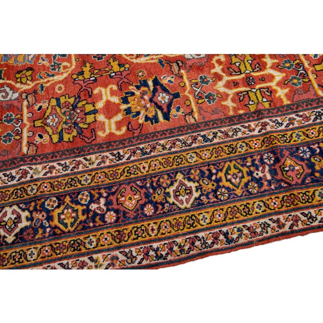 Modern Sultanabad Handmade Rust-Orange Persian Wool Rug For Sale - Image 10 of 11