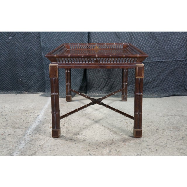 Late 20th Century Mario Buatta for John Widdicomb Chinese Chippendale Faux Bamboo Coffee Table For Sale - Image 9 of 18