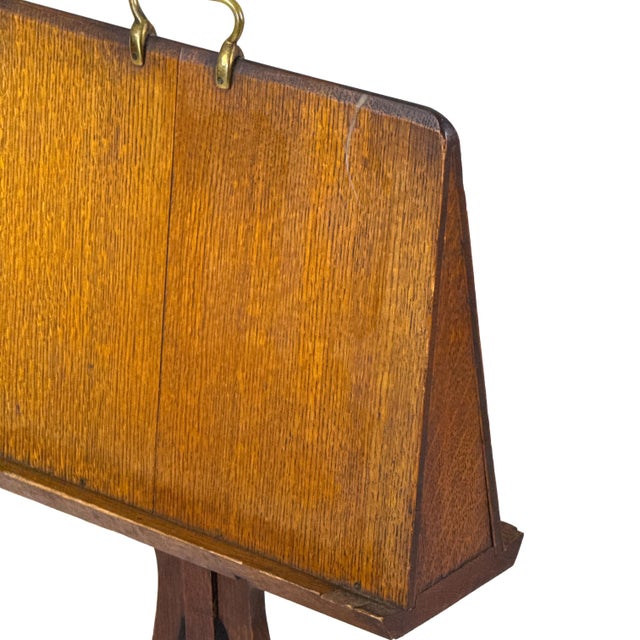 Antique 1900s Arts and Crafts Quartersawn Oak Double-Sided Duet Music Stand W/ Lyre Shaped Pedestal For Sale - Image 11 of 18