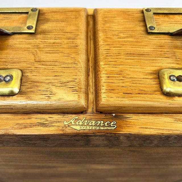 Wood Oak Index Card Cabinet with Drawers, 1930s For Sale - Image 7 of 10