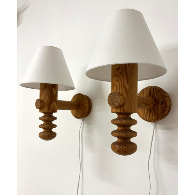 Pine Wall Lights by Uno Kristiansson for Luxus, 1970s, Set of 2 For Sale - Image 11 of 11