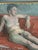 Vilhelm Blomquist, Reclining Lady on Red Couch, 1960s, Oil on Panel, Framed For Sale - Image 15 of 18