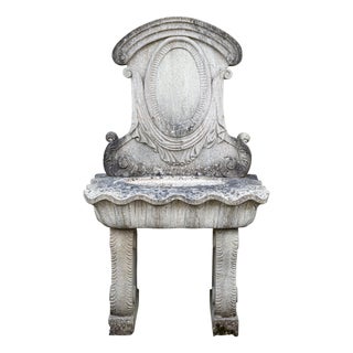 Antique-Patinated Stone Wall Fountain For Sale