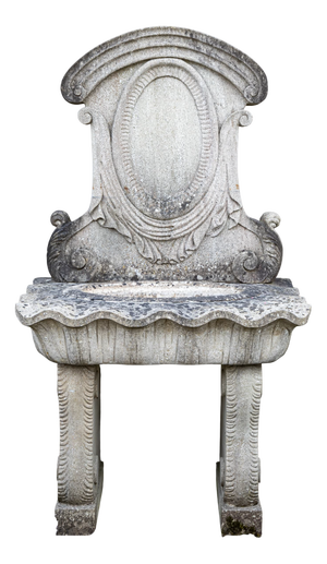Antique-Patinated Stone Wall Fountain