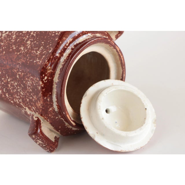 Late 19th Century Staffordshire Brown Spongeware Lidded Vessel For Sale - Image 5 of 7