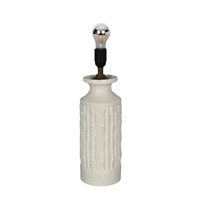 1970s Mid-Century Italian White Ceramic & Faux Bamboo Table Lamp by Tommaso Barbi, 1970s For Sale - Image 5 of 17
