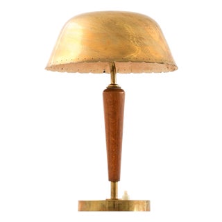 Scandinavian Modern Table Lamp in Beech and Brass, 1950s For Sale