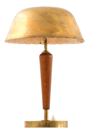 Scandinavian Modern Table Lamp in Beech and Brass, 1950s