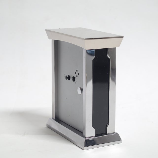 Vintage Movado Solid Stainless Steel German Movement Desk Clock For Sale In Dallas - Image 6 of 7