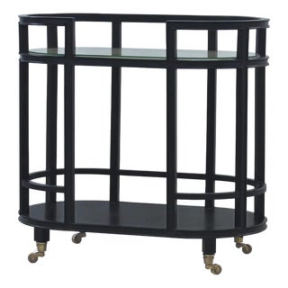 Black Painted Coastal Style Bar Cart For Sale