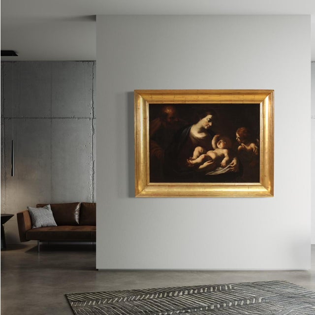 Italian Artist, Holy Family, 1660, Oil on Canvas For Sale - Image 4 of 16