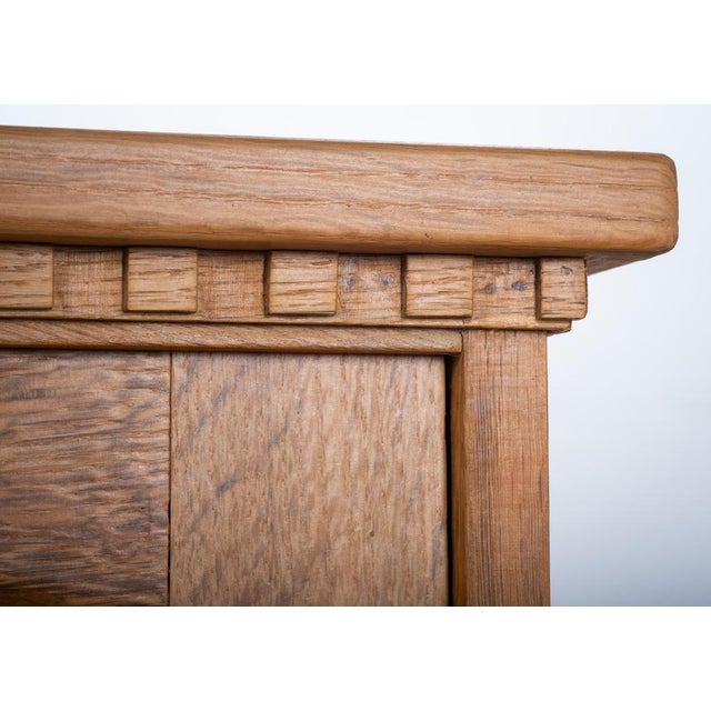 Brutalist Oak Sideboard attributed to Henning Kjærnulf, Denmark, 1960s For Sale - Image 10 of 12