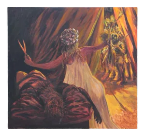 Earl Staley "Samson and Delilah" Large Biblical Modern Figurative Painting 1982