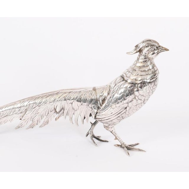 Antique German 830 Silver Pheasants, 19th Century, Set of 2 For Sale - Image 3 of 18
