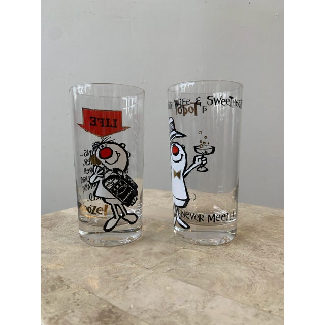 Mid Century Humorous Novelty Cocktail Glasses, Set of 8, Circa 1960s Chairish