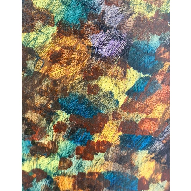 Green 1960s American Donal Purdy Modernist Composition Depicting a Flower Shop, Frame Oil Art on Masonite. For Sale - Image 8 of 11
