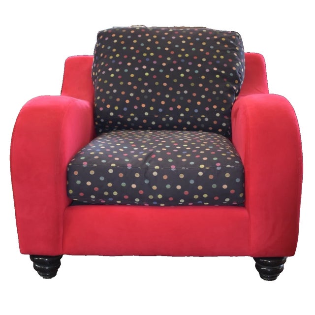 Thayer Coggin Modern Lounge Chair – Bold Red & Polka Dot Upholstery Add a bold pop of color to your space with this...