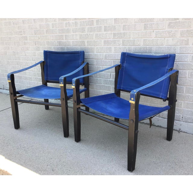 1960s Blue Safari Folding Chairs by Gold Medal Folding Furniture
