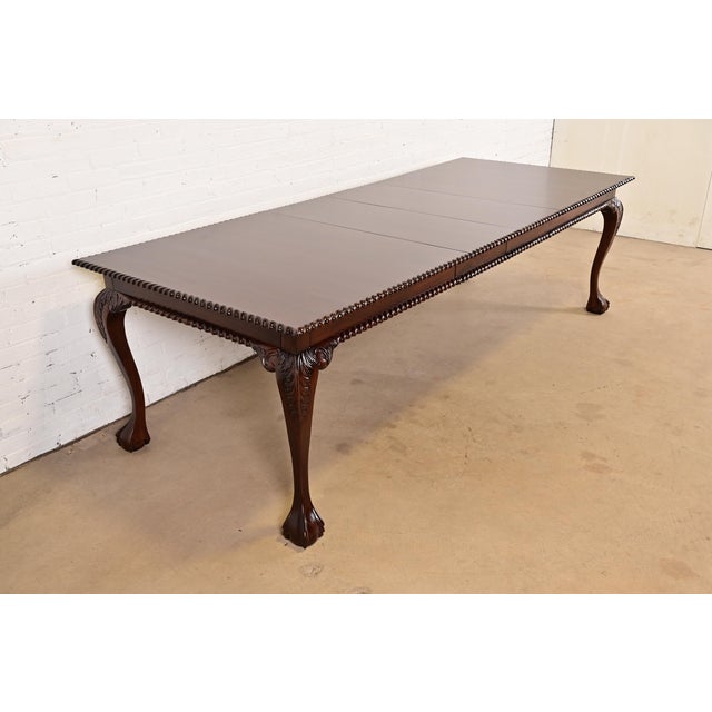 Henredon Style Chippendale Carved Mahogany Extension Dining Table, Newly Refinished For Sale - Image 14 of 14