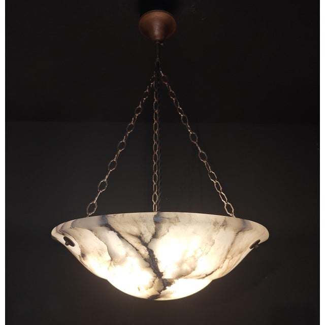 1930s Alabaster Hanging Lamp, 1930s For Sale - Image 5 of 13
