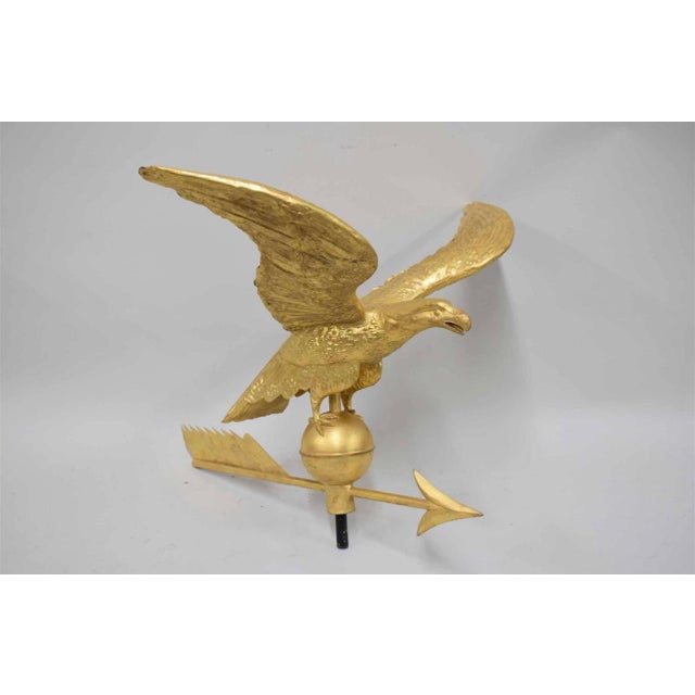 Arts & Crafts Mid 19th Century Gilt Painted Eagle Form Copper Weathervane For Sale - Image 3 of 13