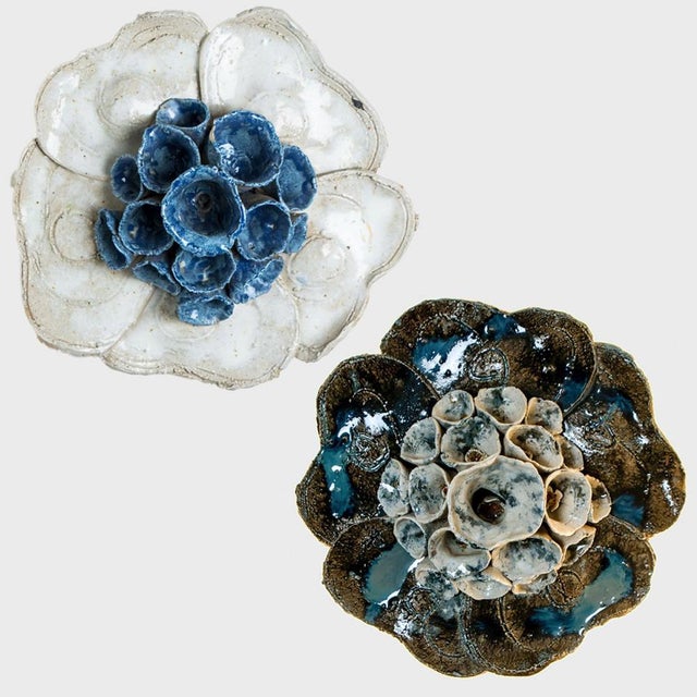 Vintage Danish Floral Ceramic Wall Light, 1970 For Sale - Image 3 of 18