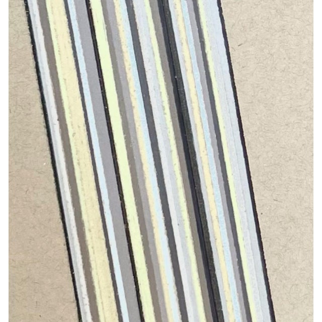 This drawing by Sarah Vaaler features color pencil lines on gray paper. The simple geometric layout makes a bold, colorful...