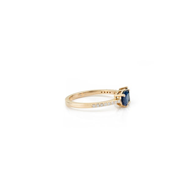 Metal Modern 14k Gold Toi Et Moi Ring Size 6.5 With 1.45ct Blue Sapphire & Diamonds For Sale - Image 7 of 16