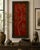 Hand-Painted Floral Cherry Blossom Art Panel with Dark Olive Architectural Frame A striking architectural wall panel...