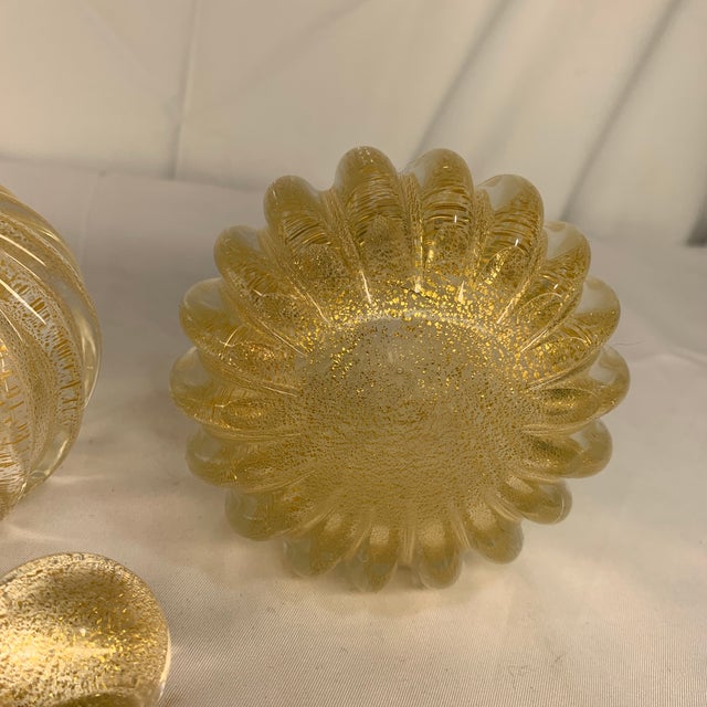 1950s Mid-Century Modern Barovier & Toso Murano Glass Gold Dust Vanity Set - 2 Pieces For Sale - Image 9 of 10