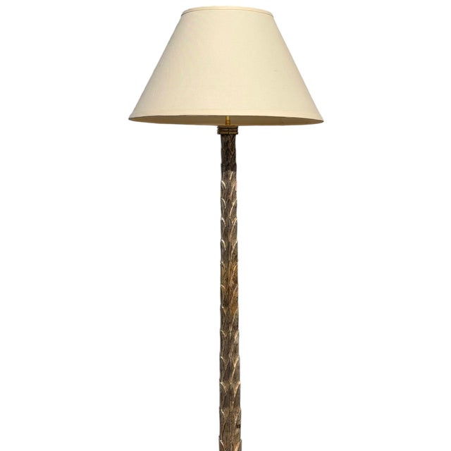 Art Deco Huge Art Deco White Gold Giltwood Floor Lamp - 1 of 2 For Sale - Image 3 of 9