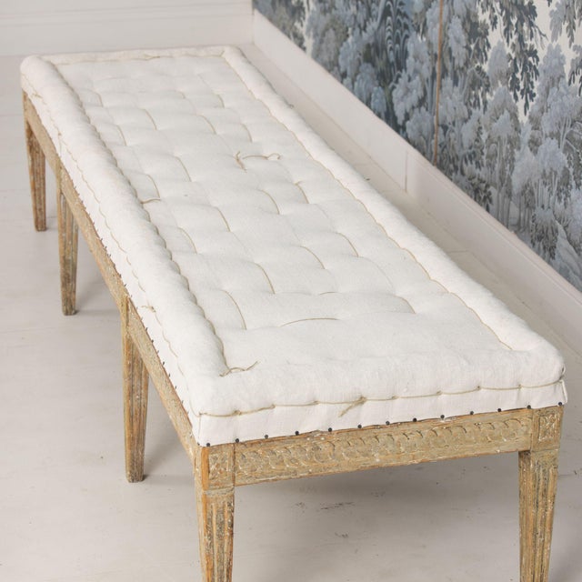 19th C. Swedish Gustavian Period Footstool or Bench in Original Paint For Sale - Image 12 of 18