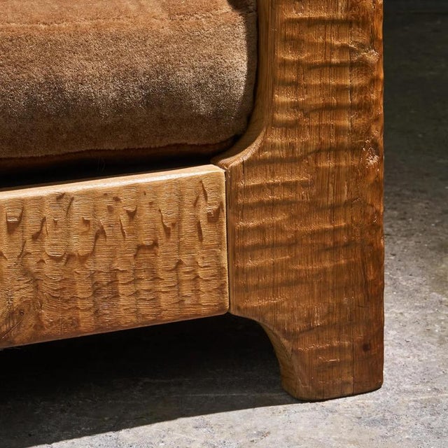 Vintage Three-Seater Sofa in Mohair and Oak, Belgium, 1940s For Sale - Image 15 of 16