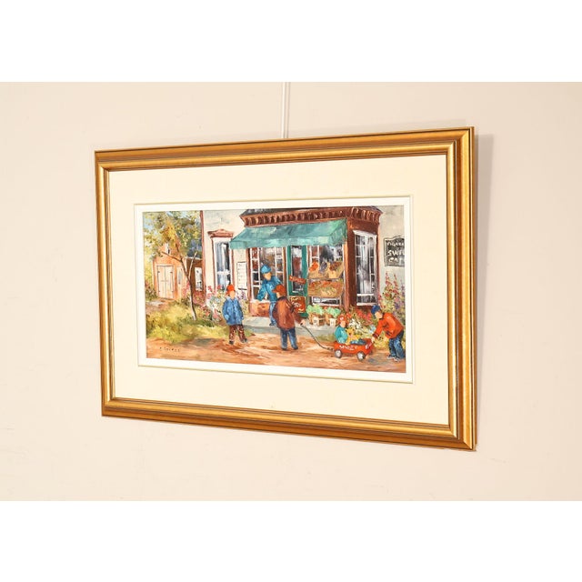 Traditional Aline Brochu Oil Painting, 'Rendez-Vous à L'Epicerie' For Sale - Image 3 of 18