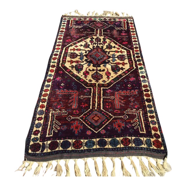 1960s Vintage Turkish Handknotted Small Rug - 42"x84" For Sale
