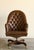American Vintage English Style Tufted Leather Chesterfield Executive Swivel Desk Chair With Brass Casters, Mid-Century For Sale - Image 3 of 7