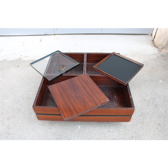 Low Square Coffee Table with Portable Trays from Luigi Sormani, 1960s For Sale - Image 4 of 14