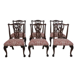 Set of 6 Mahogany Chippendale Style Dining Chairs For Sale