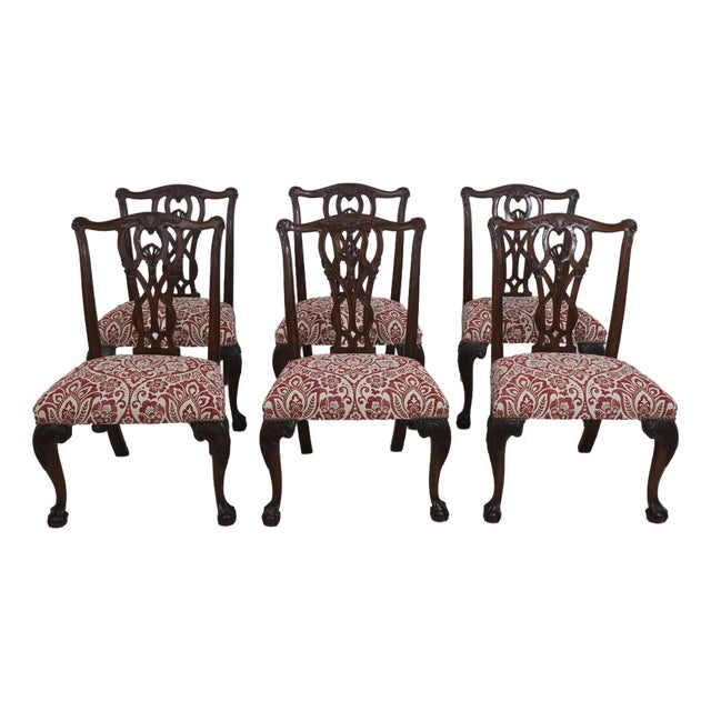 Set of 6 Mahogany Chippendale Style Dining Chairs For Sale
