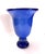 This is a cobalt blue handblown glass trumpet vase, a vintage Empoli or Blenko piece. The vase features a distinctive...