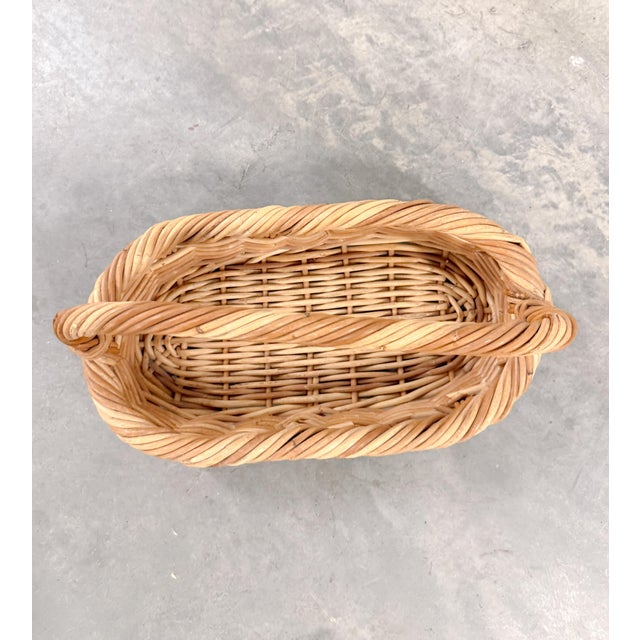 Mid 20th Century Vintage Wicker Oval Basket For Sale - Image 5 of 7