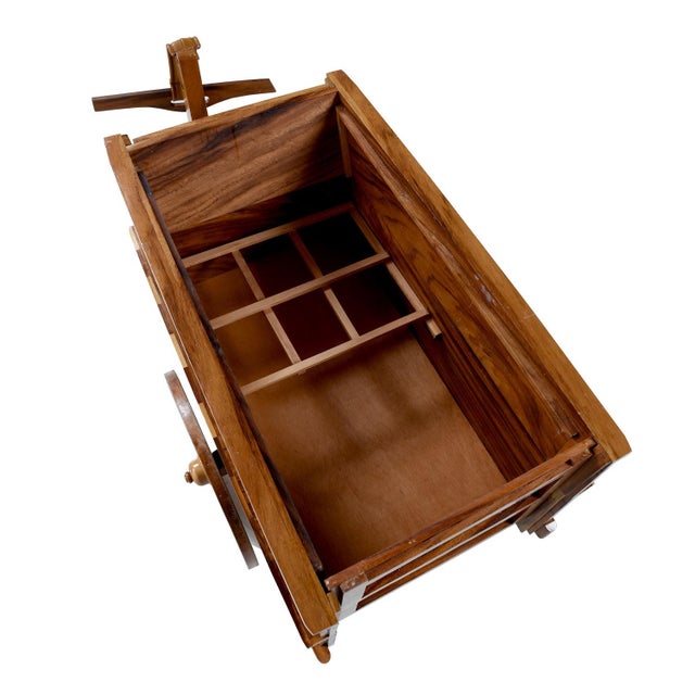 Rustic Hand Crafted Folk Art Costa Rican Oxcart Wagon Bar Cart With Intricate Marquetry For Sale - Image 3 of 10