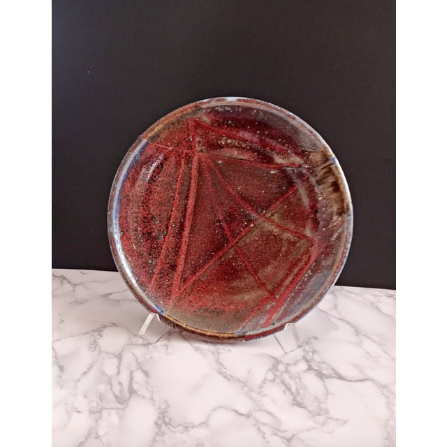 1970s 1970s Mid-Century Copper Red / Oxblood Studio Pottery Plate Signed Nora For Sale - Image 5 of 7