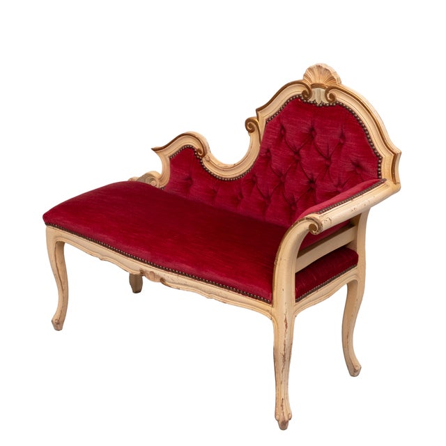 Textile Louis XVI Red Velvet Hall Sofa, France, 1950s For Sale - Image 7 of 12