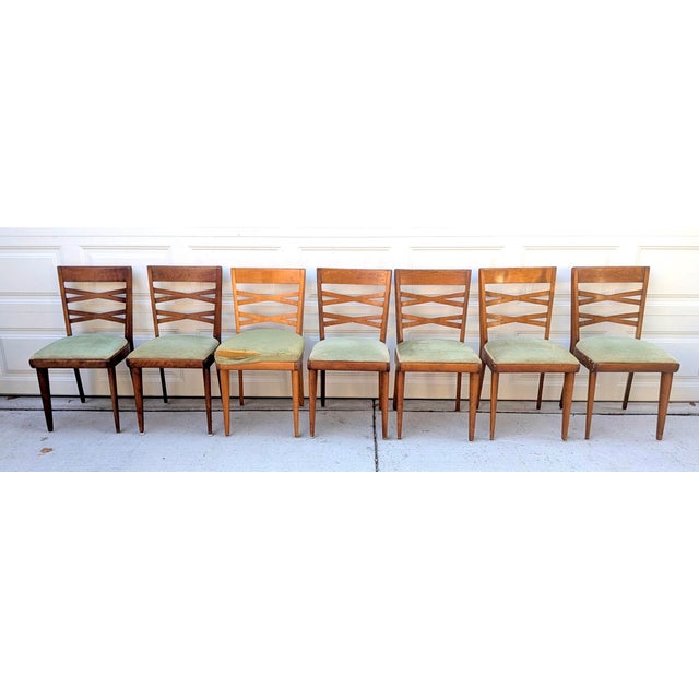 Mid-Century Modern Heywood-Wakefield Maple Extendable Dining Table & 8 Accent Chairs - 9 Piece Set For Sale In Sacramento - Image 6 of 10