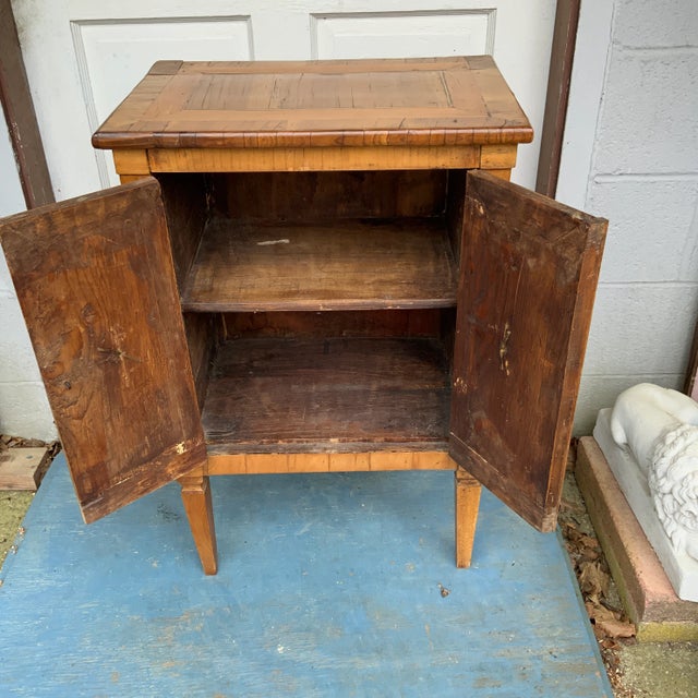 Wood 1800s Neoclassical Style Olive Wood Two Door Nightstand For Sale - Image 7 of 11