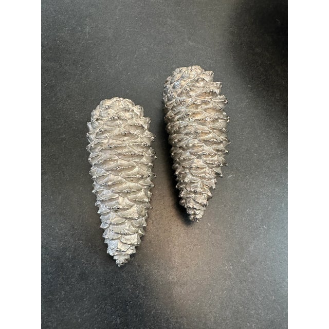 Metal Vintage 1980’s Gumps Italian Solid Metal Pinecone Objets- a Pair For Sale - Image 7 of 8