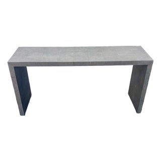 1980s Vintage Modern Faux Shagreen Console Table - Karl Springer Style For Sale