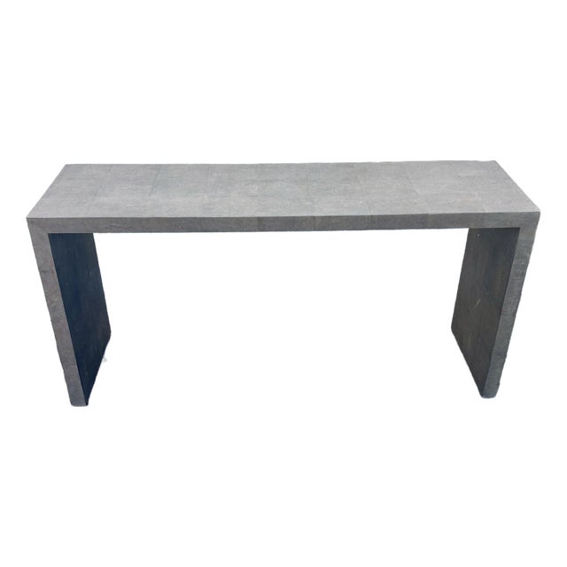 1980s Vintage Modern Faux Shagreen Console Table - Karl Springer Style For Sale